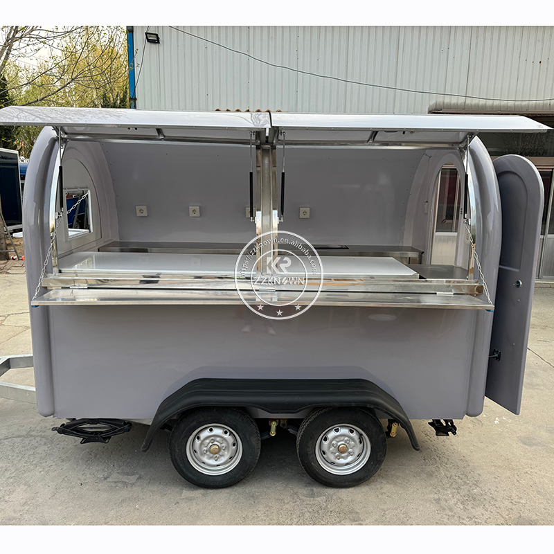 In Stock KN-FR280W European Standard Dining Cart Food Truck Trailer Small Food Cart with Refrigerator And Cup Washer