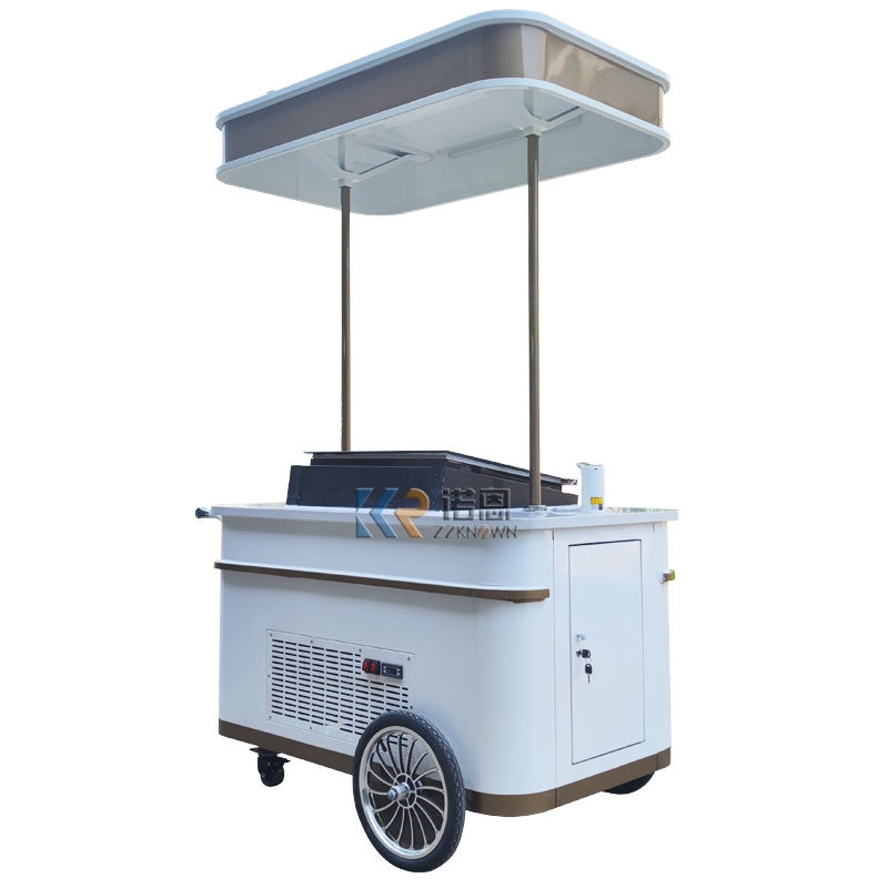 Gelato Ice Cream Push Cart Factory Supply Customized Gelato Display Freezer Hand Push Cart