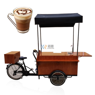 Street Wood Coffee Cart Electric Coffee Bike Mobile Business Tricycle Mobile Business for Coffee Sale