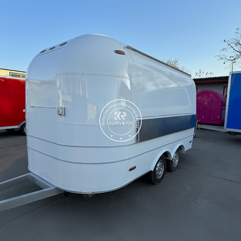 4m White Metal Airstream Food Trailer with Rivets