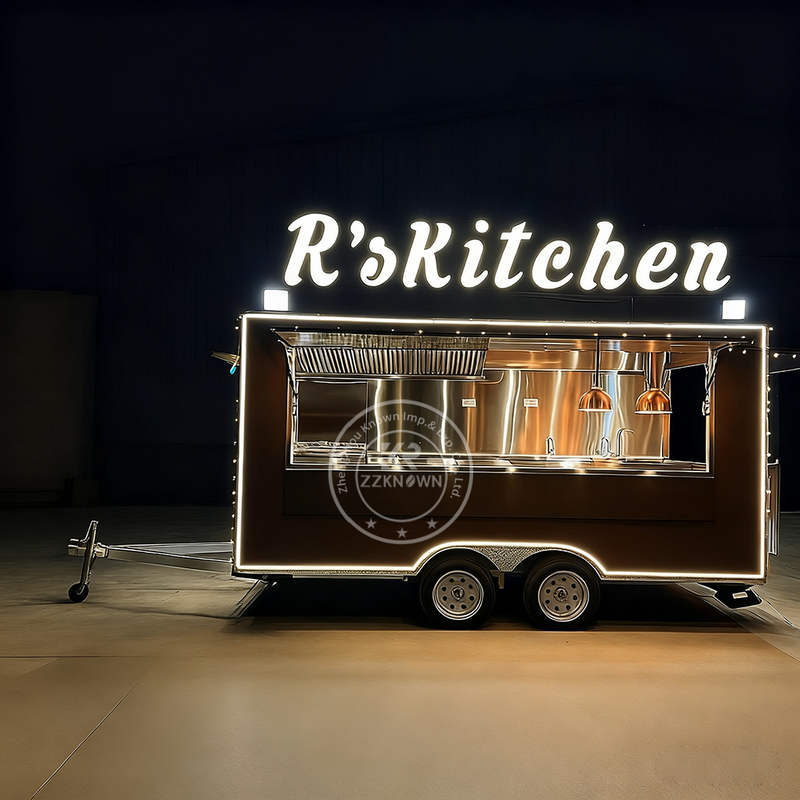 4M CE Certified Dual Axle Food Trailer for Fish & Chips, Asian Street Food, Vegan Meals