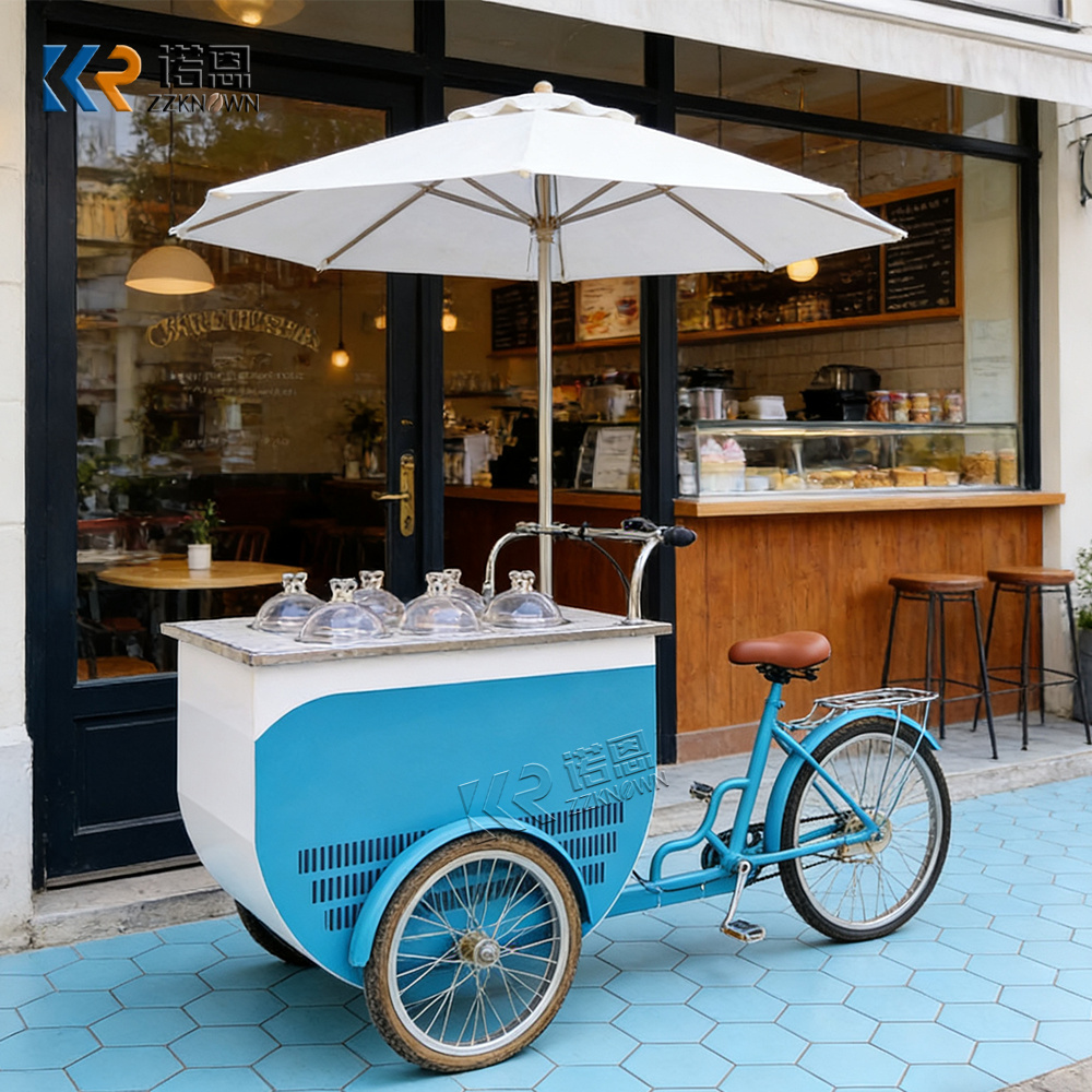 Mini Food Cart with Freezer | Mobile Ice Cream Bicycle Cart for Sale