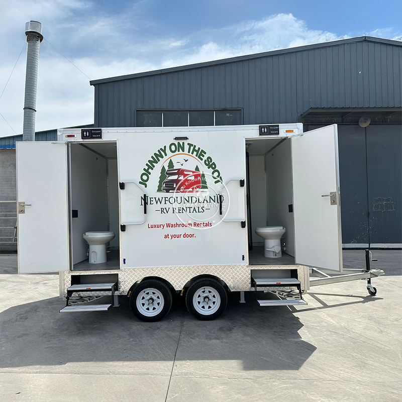 3.5m Mobile Toilet Trailer with Shower | Dual Restroom Units, 110V AC, Canadian Standard | Customizable Logo