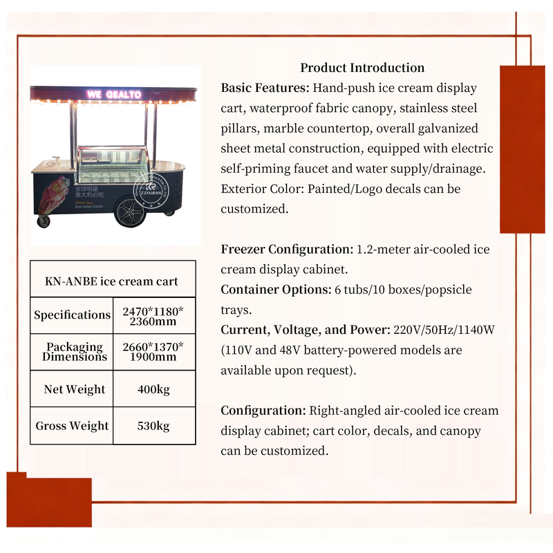 Ice Cream Cart – KN-ANBE | Professional Ice Cream Refrigerator Display Cabinet Cart