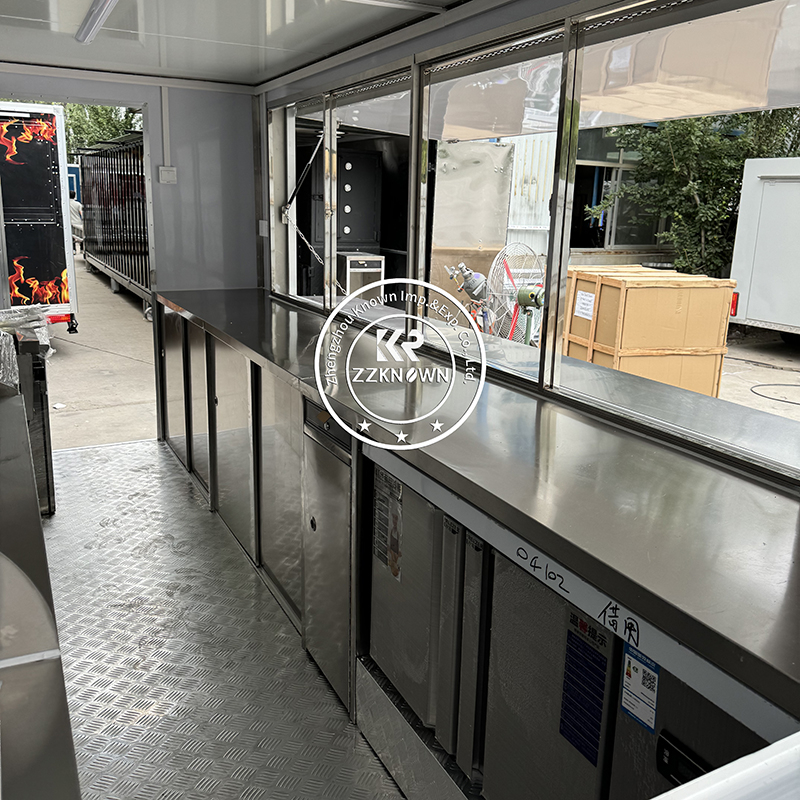 In Stock Fast Food Truck 4m/13ft USA Standard Grey Food Trailer With Griddle Fryer Freezer