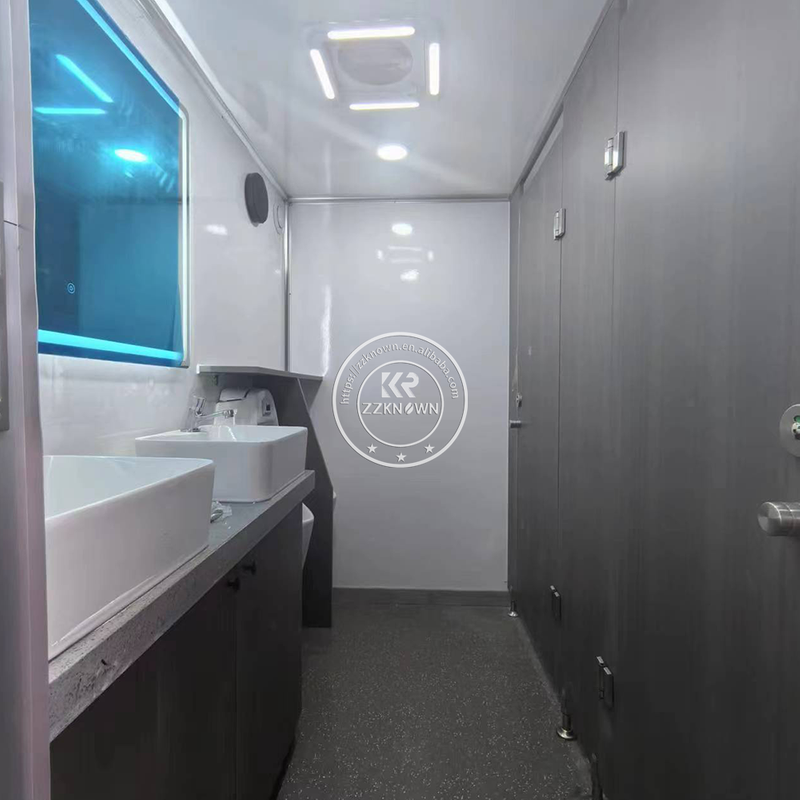 KN-580CS 19ft 2 Rooms Professional Customisable Multi-style Portable Mobile Restroom Toilet Trailer for Sale USA Europe