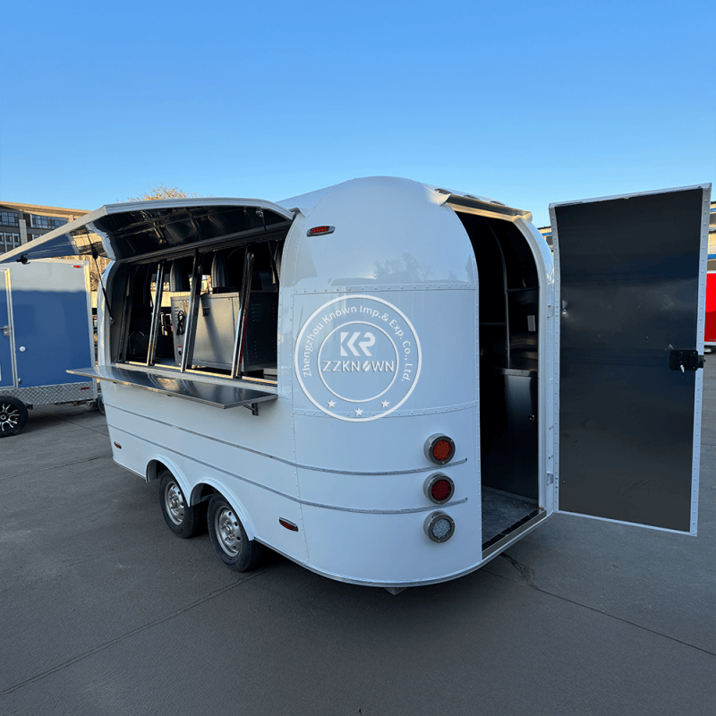 4m White Metal Airstream Food Trailer with Rivets