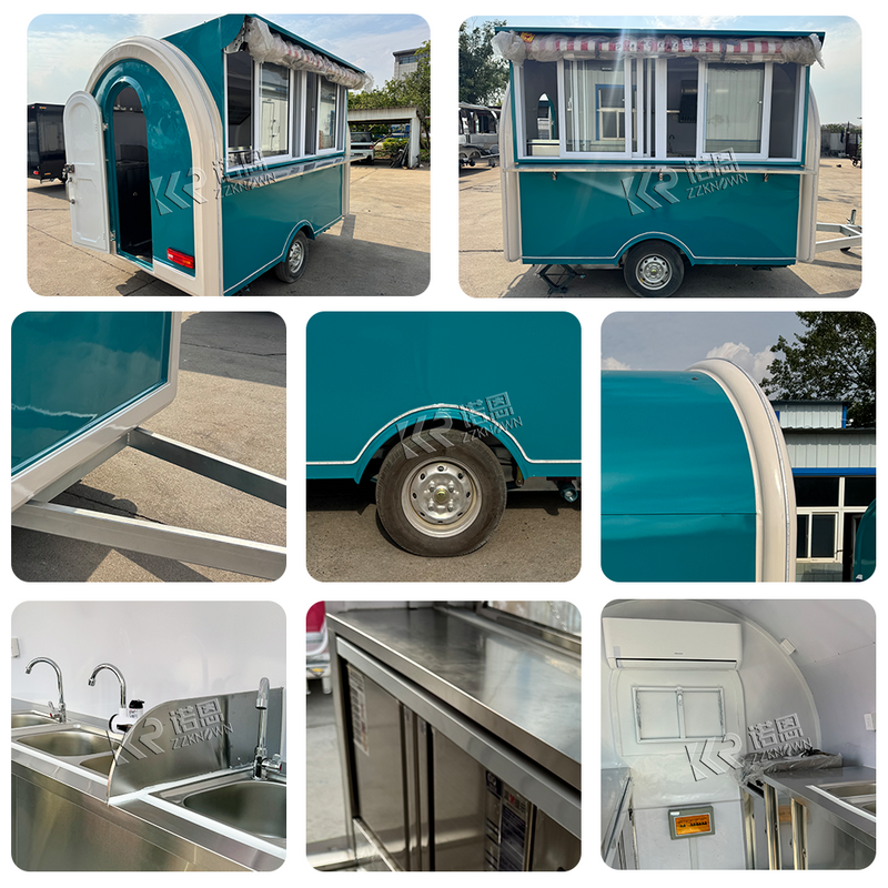 Small Food Trailer for Sale – 2.8m Fiberglass Snack Cart with Sink & Prep Table | ZZKNOWN