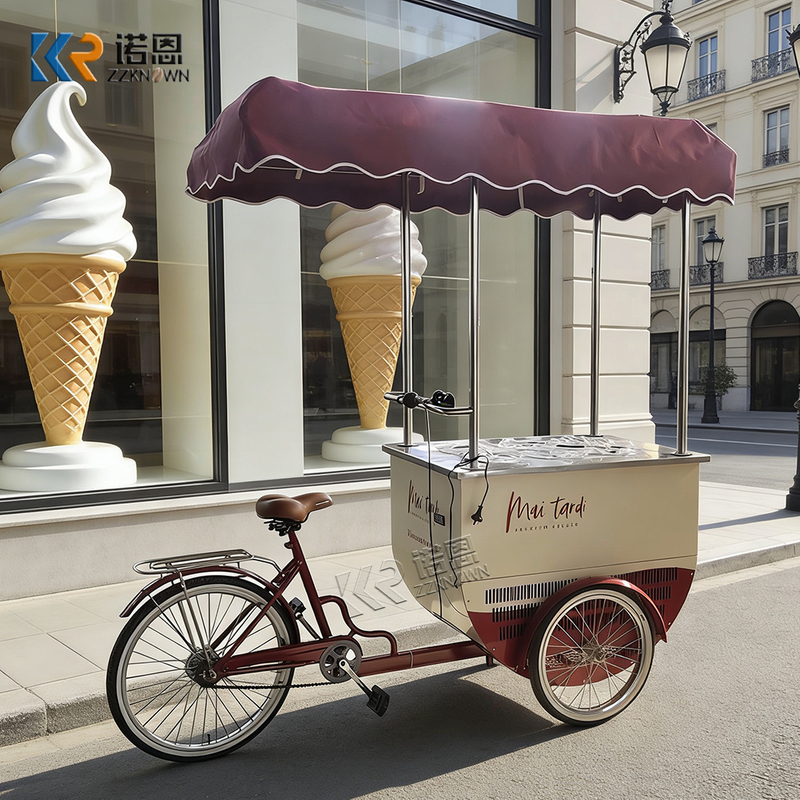 Mini Food Cart with Freezer | Mobile Ice Cream Bicycle Cart for Sale