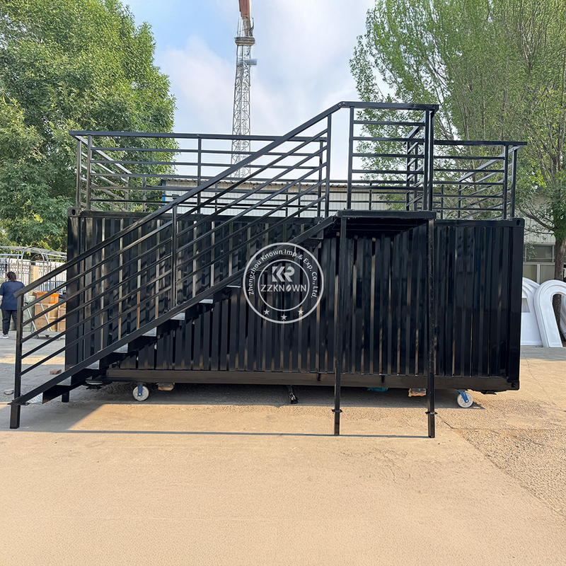 Premium Two-Story Container Bar & Mobile Pizza Restaurant – 5.8m Black Outdoor Kitchen for Sale