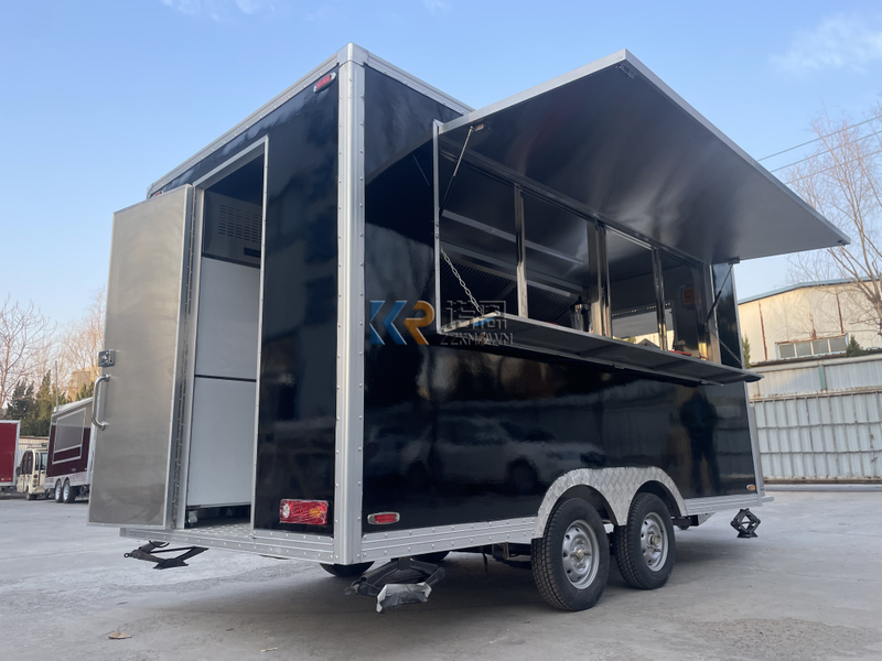 KN-FSH-500 Street Catering Mobile Fast Food Trailer For Sale With Porch Fully Equipped