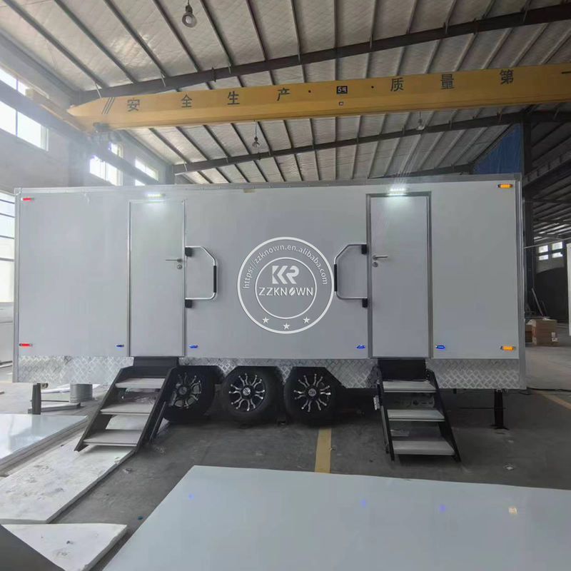 KN-580CS 19ft 2 Rooms Professional Customisable Multi-style Portable Mobile Restroom Toilet Trailer for Sale USA Europe