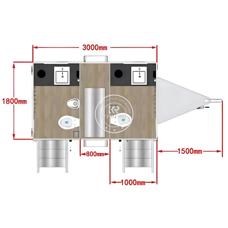 KN-300CS 9.8ft 2 Rooms Customized Luxury Restroom Toilets Outdoor Bathroom Trailer Mobile Toilet Portable Restroom Toilet Trailer