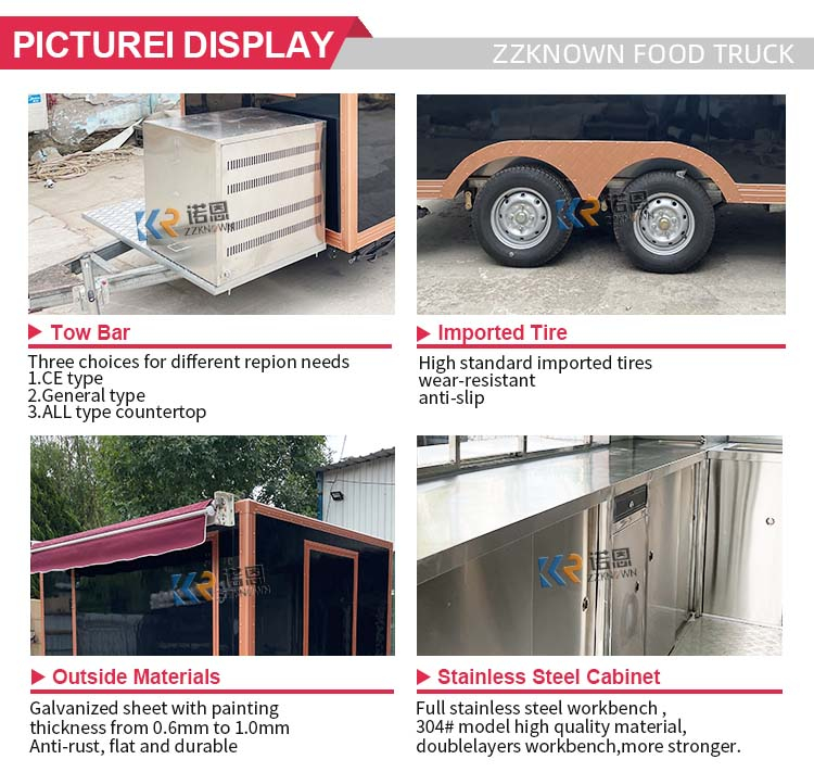 KN-FSH-300 Outdoor Street Mobile pizza Food Trailer With Full Kitchen Equipments