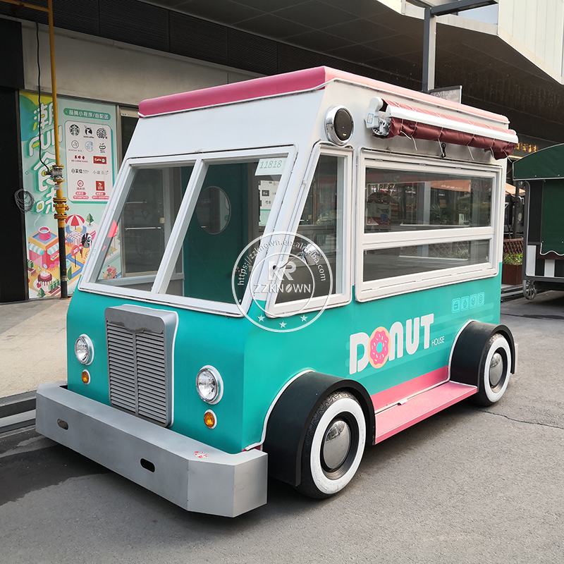 Cute Donut Ice Cream Juice Mobile Food Cart 110V USA Standard Commercial Small Electric Food Truck