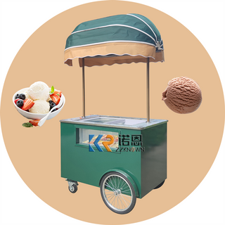 Commercial Display Ice Cream Compressor Freezer Gelato Display Freezer Hand Push Cart