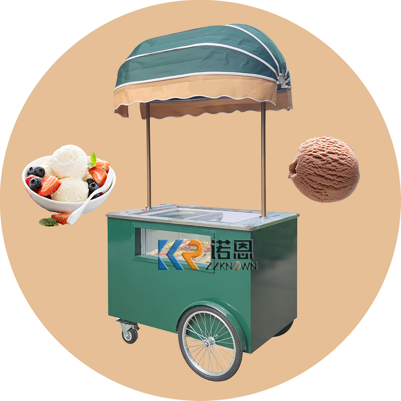 Commercial Display Ice Cream Compressor Freezer Gelato Display Freezer Hand Push Cart