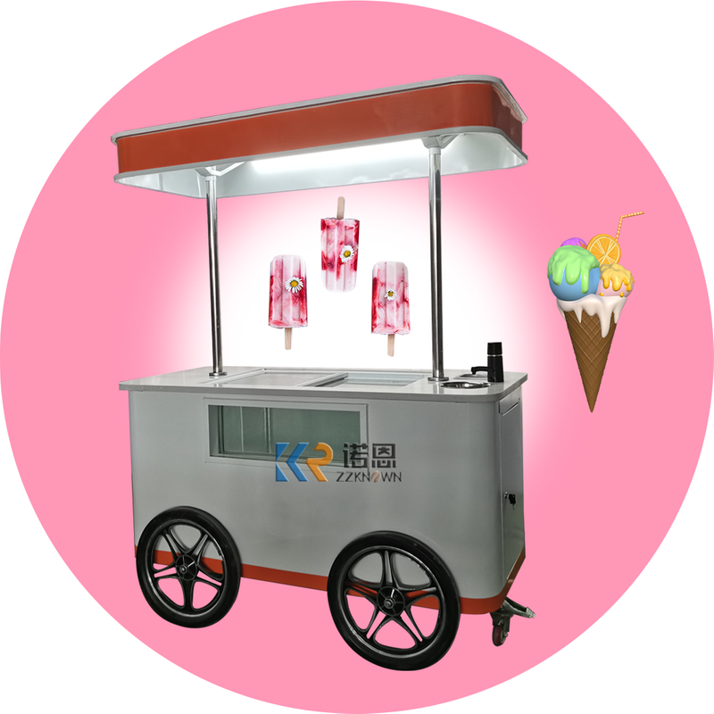 Italian Outdoor Gelato Cart Ice Cream Freezer Display Bike Cart Mobile Push Ice Cream Cart With Freezer