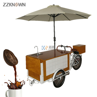 Wooden Color Coffee Tricycle Reverse Three Wheel Mobility Cargo Bike Outdoor Drink Vending Car