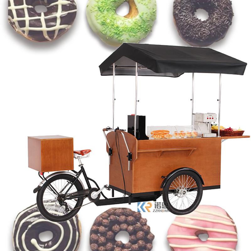 3-wheel Business Bicycle Wooden Coffee Bike Electric Coffee Tricycle Fast Food Cafe Bicycle For Outdoor