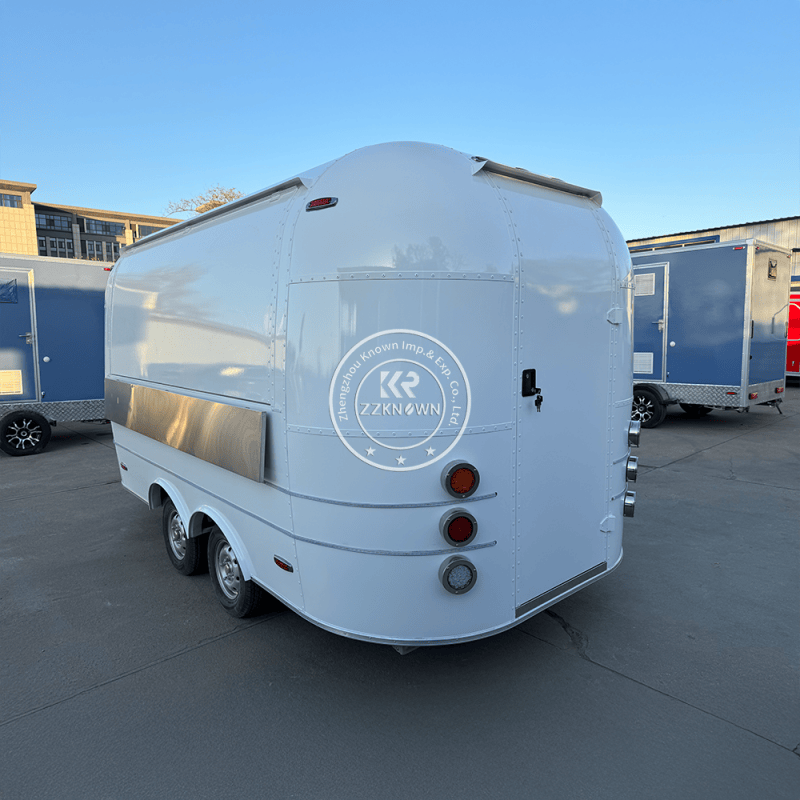 4m White Metal Airstream Food Trailer with Rivets