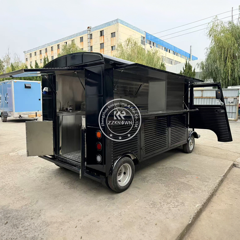 Eco Friendly 5m Black Electric Food Truck with Trailer Option Custom Design for Street Food Vendors And Mobile Kitchens