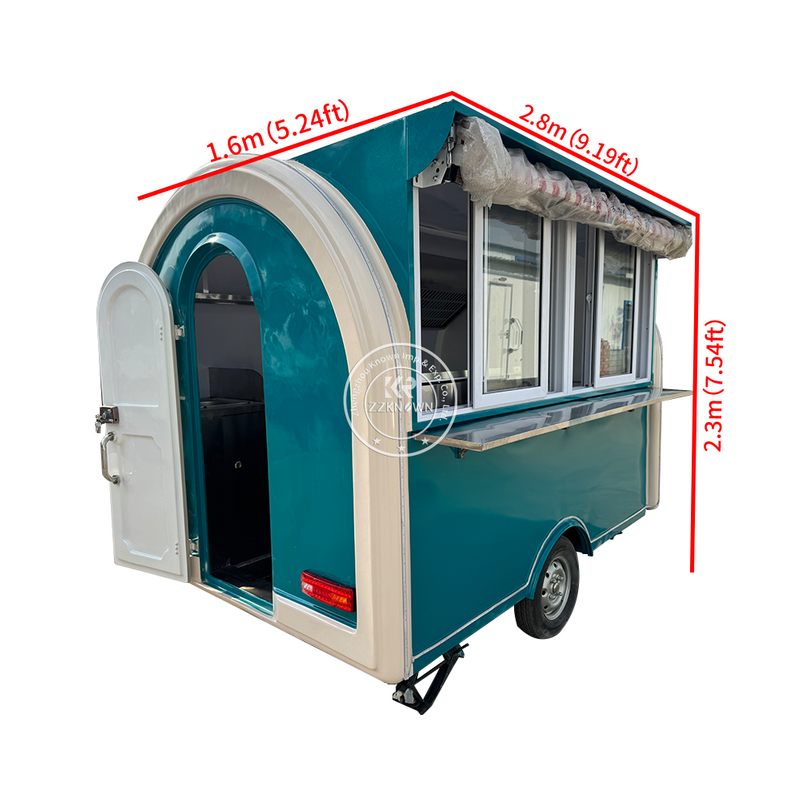 Small Food Trailer for Sale – 2.8m Fiberglass Snack Cart with Sink & Prep Table | ZZKNOWN