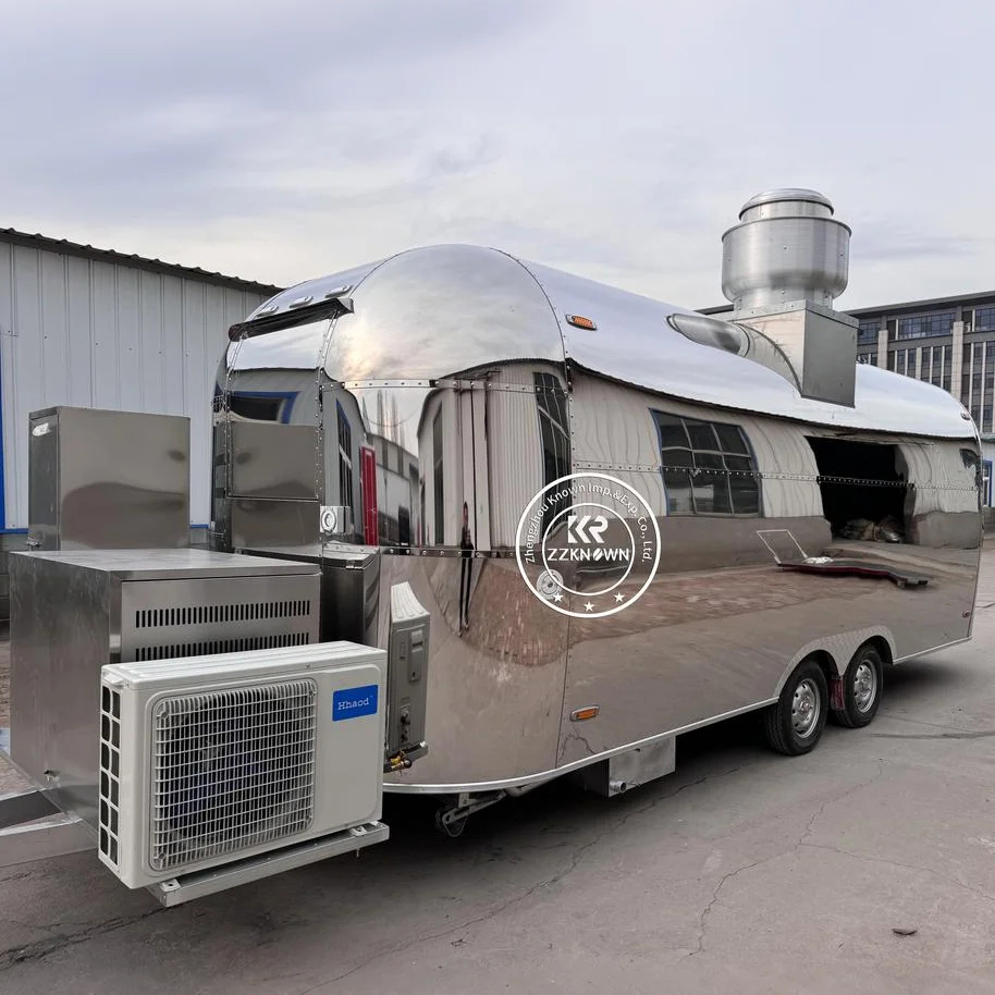 U.S. Standard Stainless Steel Airstream-Style Food Trailer with Full Kitchen Equipment