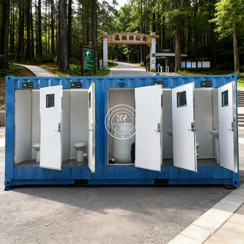 ​20FT Custom Blue Container Toilets – Durable & Fully Equipped Mobile Restroom by ZZKNOWN