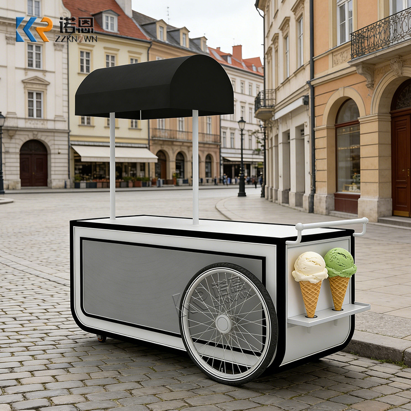 Hand-push food cart compact size ideal