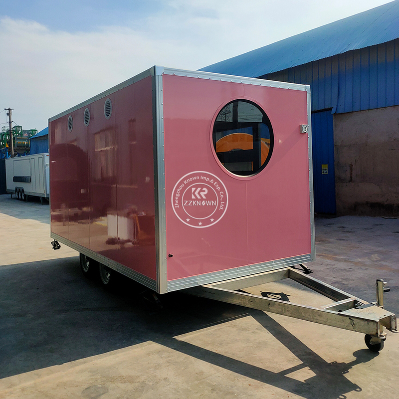 Custom 4m Pink Burger Food Truck for Sale – Dual Axle Catering Trailer with Full Kitchen Setup