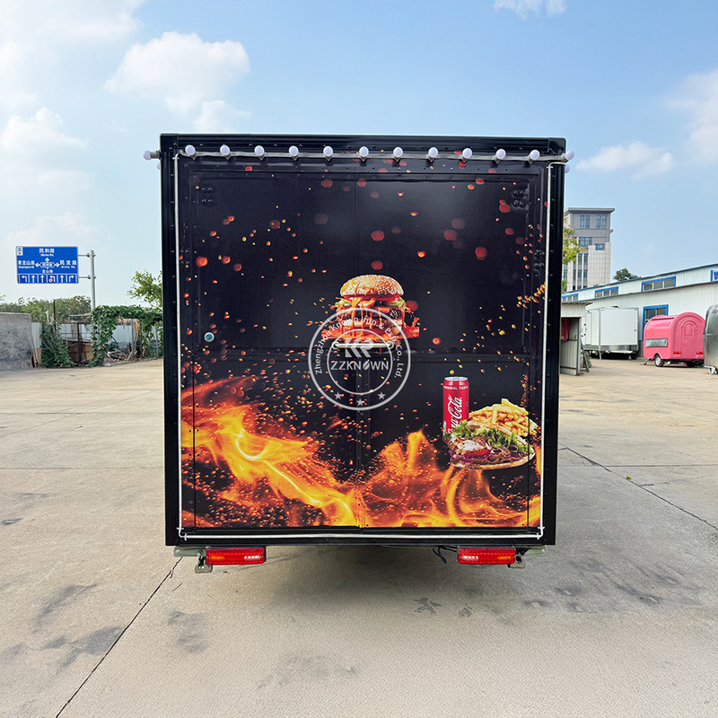 5.5m Custom Fully Equipped Burger Trailer for Sale | RAL8022 Brown Catering Trailer with EU Standard | ZZKNOWN