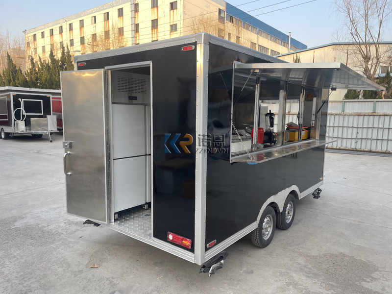 KN-FSH-500 Street Catering Mobile Fast Food Trailer For Sale With Porch Fully Equipped