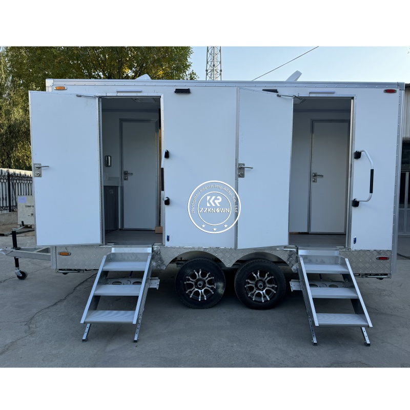 KN-430CS Outdoor Mobile Toilet Luxury Portable 2 Stall Restroom Trailers for Sale