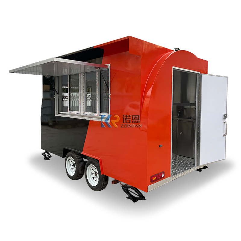 KN-FR-360W Food Trailer Ice Cream Trailer Food Truck Kitchen on Wheels Customized Enclosed Mobile Concession Food VendingTrailer