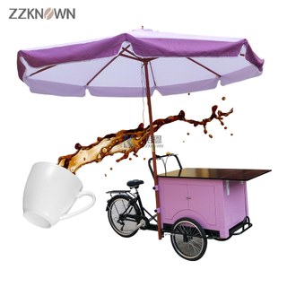 Electric Vehicle Cafe Bike Mobile Coffee Shop Tricycle Cafe Bike Mobile Coffee Tricycle with Large Parasol