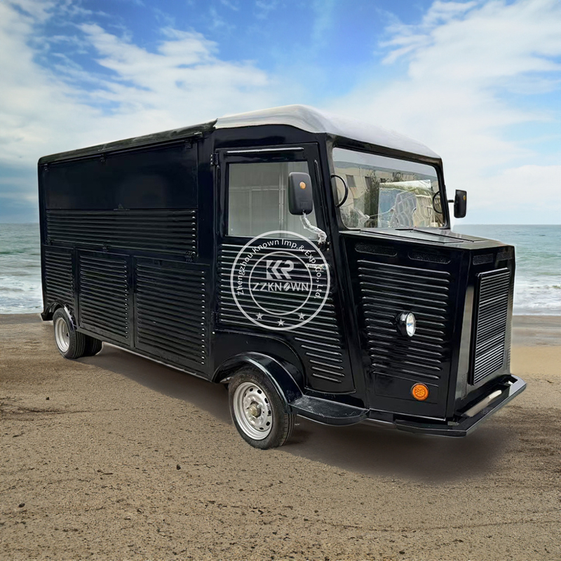 Eco Friendly 5m Black Electric Food Truck with Trailer Option Custom Design for Street Food Vendors And Mobile Kitchens