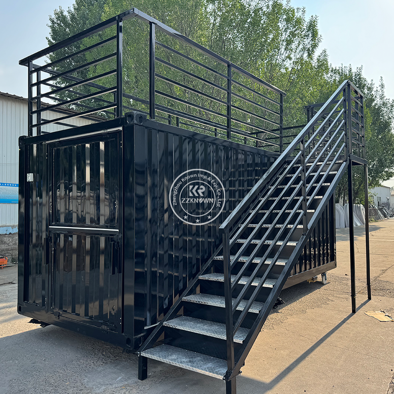 Premium Two-Story Container Bar & Mobile Pizza Restaurant – 5.8m Black Outdoor Kitchen for Sale