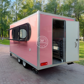 Custom 4m Pink Burger Food Truck for Sale – Dual Axle Catering Trailer with Full Kitchen Setup