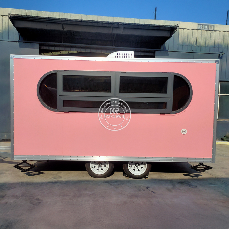 Custom 4m Pink Burger Food Truck for Sale – Dual Axle Catering Trailer with Full Kitchen Setup
