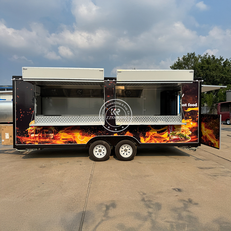 5.5m Custom Fully Equipped Burger Trailer for Sale | RAL8022 Brown Catering Trailer with EU Standard | ZZKNOWN