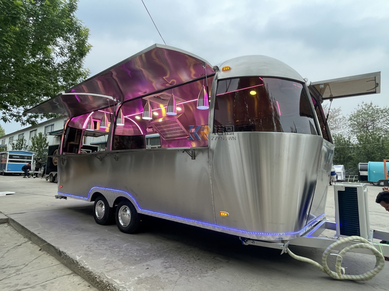 KN-QF-500L Fully Equipped Mobile Kitchen Food Truck Stainless Steel Food Trailer Cart Coffee Tea Cart 