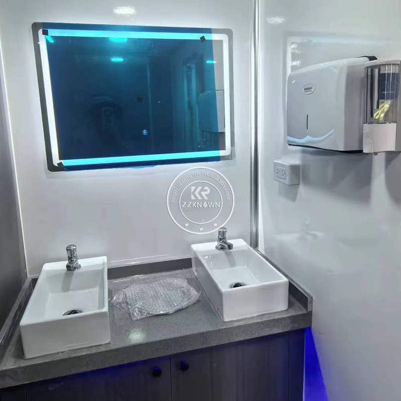 KN-580CS 19ft 2 Rooms Professional Customisable Multi-style Portable Mobile Restroom Toilet Trailer for Sale USA Europe