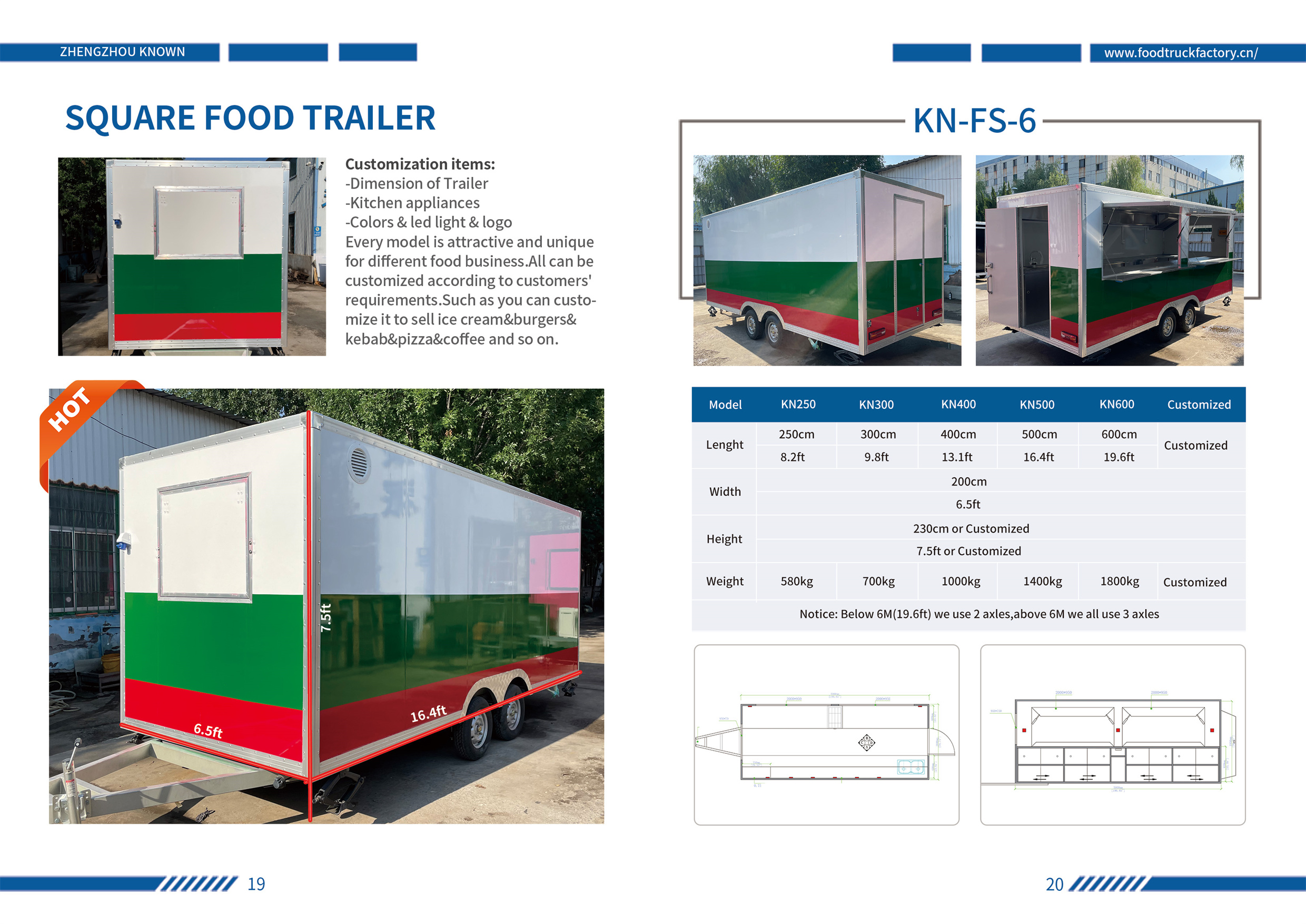 What size is a food truck trailer