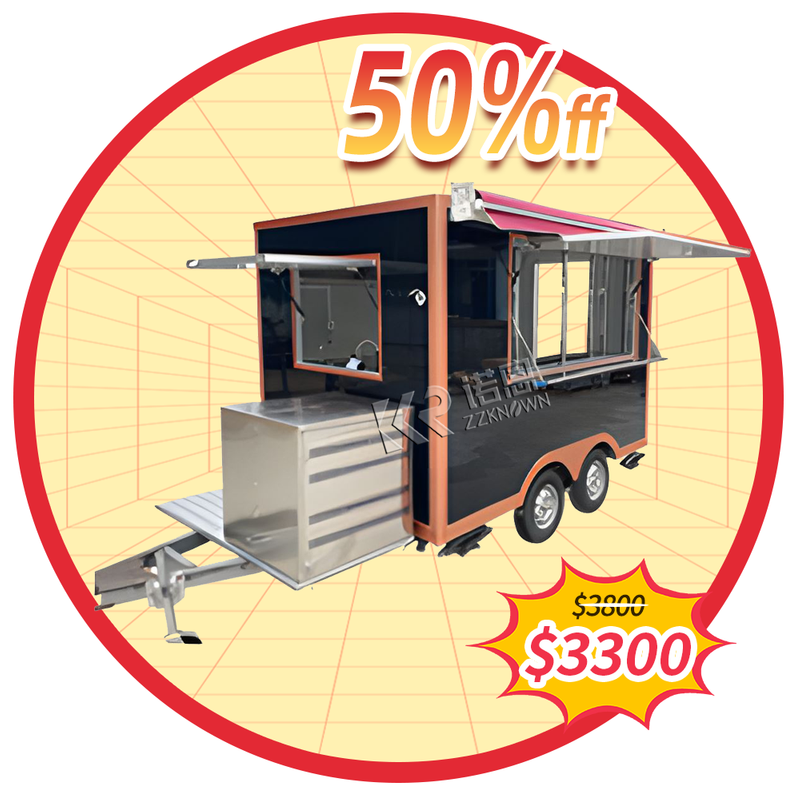 American Plug 3m Double Axis Black Square Food Truck Concession BBQ Electric Pizza Kitchen Mobile Fast Food Trailer 