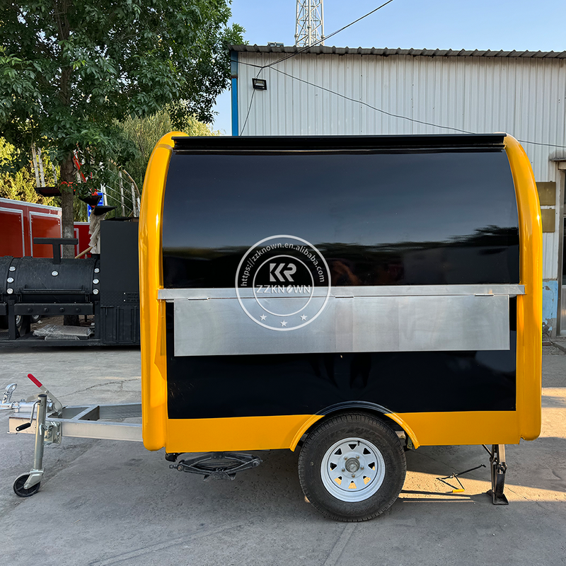 KN-FR220B Snack Cart CONCESSION TRAILERS Black And Golden Small Food Trailer