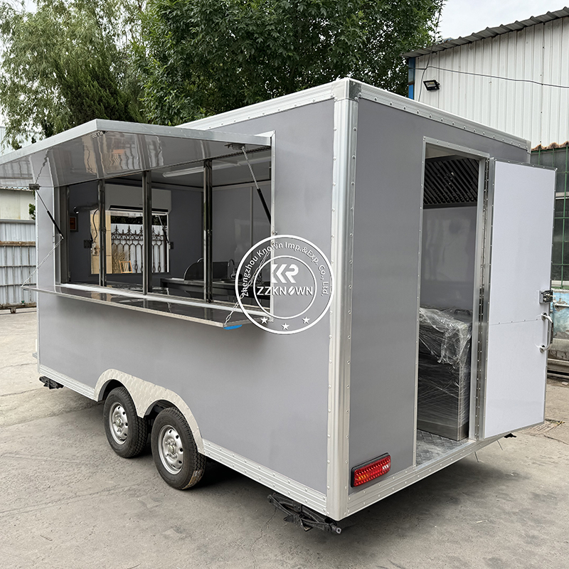 Quick Delivery 4m/13ft Grey Fast Food Truck Concession Trailer Mobile Food Truck with US Standard Socket