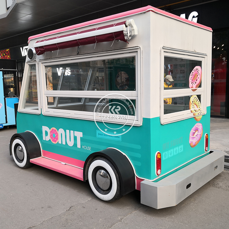 Cute Donut Ice Cream Juice Mobile Food Cart 110V USA Standard Commercial Small Electric Food Truck