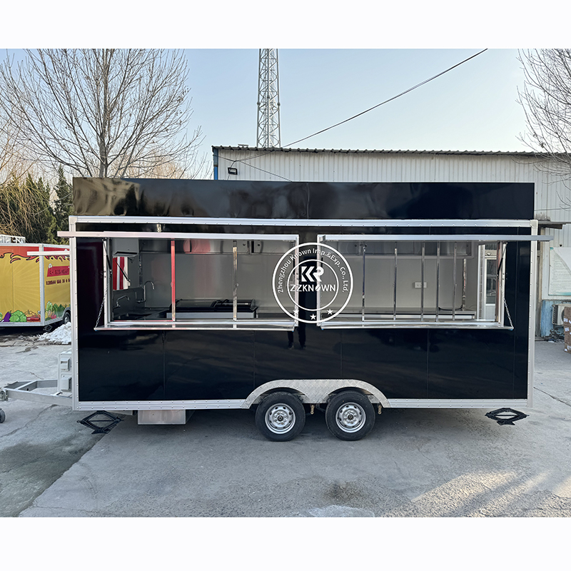 Ready In Stock Fast Shipping 5m/16.4ft Square Food Trailer US Standard Street Mobile Fast Food Truck With Full Kitchen