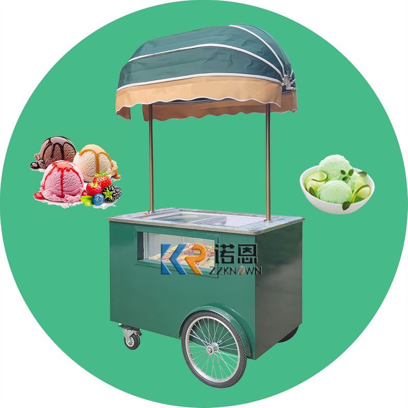 Commercial Display Ice Cream Compressor Freezer Gelato Display Freezer Hand Push Cart